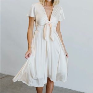 Ivory Satin Midi Dress